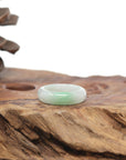 Baikalla Natural Icy Light Green W/ Apple-Green Patch Jadeite Jade Traditional Ring