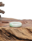 Baikalla Natural Icy Light Green W/ Apple-Green Patch Jadeite Jade Traditional Ring