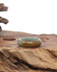 Baikalla Natural Oil-Green & Honey-Brown Burmese Jadeite Jade Traditional Ring