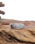 Baikalla Natural Icy Grey & Black Wuji Jadeite Jade Traditional Ring