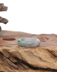Baikalla Natural Light Grey Wuji & Apple-Green Jadeite Jade Traditional Ring