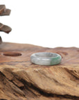 Baikalla Natural Light Grey Wuji & Apple-Green Jadeite Jade Traditional Ring