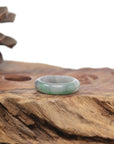 Baikalla Natural Light Grey Wuji & Apple-Green Jadeite Jade Traditional Ring