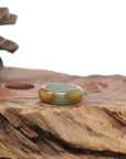 Baikalla Natural Oil-Green & Honey-Brown Burmese Jadeite Jade Traditional Ring