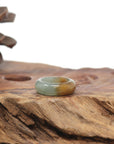 Baikalla Natural Oil-Green & Honey-Brown Burmese Jadeite Jade Traditional Ring