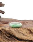 Baikalla Natural Vibrant Apple-Green Patch Jadeite Jade Traditional Ring