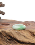 Baikalla Natural Vibrant Apple-Green Patch Jadeite Jade Traditional Ring