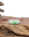 Baikalla Natural Icy Vibrant Apple-Green Patch Jadeite Jade Traditional Ring