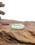 Baikalla Natural Icy Vibrant Apple-Green Patch Jadeite Jade Traditional Ring