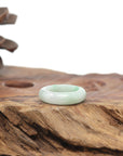 Baikalla Natural Icy Vibrant Apple-Green Patch Jadeite Jade Traditional Ring