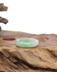 Baikalla Natural Icy Light Apple-Green Jadeite Jade Traditional Ring