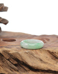 Baikalla Natural Icy Light Apple-Green Jadeite Jade Traditional Ring