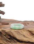 Baikalla Natural Icy Light Apple-Green Jadeite Jade Traditional Ring