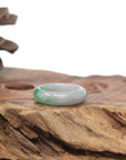 Baikalla Natural Light Grey Wuji & Apple-Green Jadeite Jade Traditional Ring