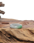 Baikalla Natural Light Grey Wuji & Apple-Green Jadeite Jade Traditional Ring