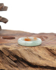 Baikalla Natural Icy Light Green & Sajin (Golden Dust) Jadeite Jade Traditional Ring