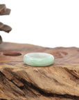 Baikalla Natural Icy Light Apple-Green Jadeite Jade Traditional Ring