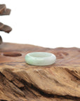 Baikalla Natural Icy Light Apple-Green Jadeite Jade Traditional Ring