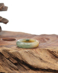 Baikalla Natural Icy Yellow-Orange & Blue-Green Flowers Jadeite Jade Traditional Ring