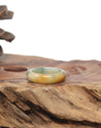 Baikalla Natural Icy Yellow-Orange & Blue-Green Flowers Jadeite Jade Traditional Ring