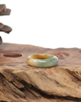 Baikalla Natural Icy Yellow-Orange & Blue-Green Flowers Jadeite Jade Traditional Ring