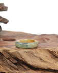 Baikalla Natural Icy Yellow-Orange & Blue-Green Flowers Jadeite Jade Traditional Ring
