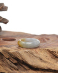 Baikalla Natural Icy Orange & Light Blue-Green Jadeite Jade Traditional Ring