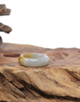 Baikalla Natural Icy Orange & Light Blue-Green Jadeite Jade Traditional Ring