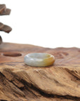 Baikalla Natural Icy Orange & Light Blue-Green Jadeite Jade Traditional Ring