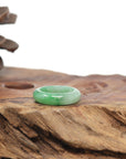 Baikalla Natural Icy Vibrant Apple-Green Jadeite Jade Traditional Ring