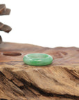 Baikalla Natural Icy Vibrant Apple-Green Jadeite Jade Traditional Ring