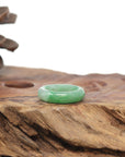 Baikalla Natural Icy Vibrant Apple-Green Jadeite Jade Traditional Ring