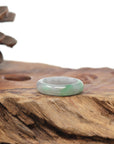 Baikalla Natural Light Grey Wuji & Apple-Green Jadeite Jade Traditional Ring