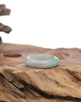Baikalla Natural Light Grey Wuji & Apple-Green Jadeite Jade Traditional Ring