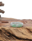 Baikalla Natural Light Grey Wuji & Apple-Green Jadeite Jade Traditional Ring