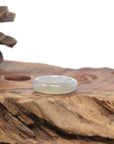 Baikalla Natural Icy Light Yellow Patch Jadeite Jade Traditional Ring