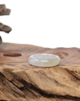Baikalla Natural Icy Light Yellow Patch Jadeite Jade Traditional Ring