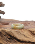 Baikalla Natural Icy Yellow-Orange & Blue-Green Flowers Jadeite Jade Traditional Ring