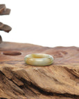 Baikalla Natural Icy Yellow-Orange & Blue-Green Flowers Jadeite Jade Traditional Ring