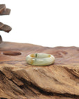 Baikalla Natural Icy Yellow-Orange & Blue-Green Flowers Jadeite Jade Traditional Ring