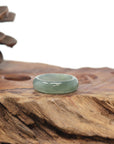 Baikalla Natural Icy Oil-Green Jadeite Jade Traditional Ring