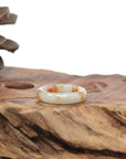 Baikalla Natural Icy Sajin Flowers (Golden Dust) Jadeite Jade Traditional Ring