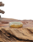 Baikalla Natural Icy Orange & Light Green Jadeite Jade Traditional Ring