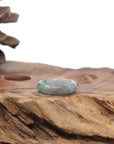 Baikalla Natural Light Grey Wuji & Apple-Green Jadeite Jade Traditional Ring