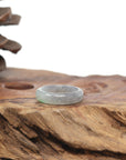 Baikalla Natural Icy Black Sesame Wuji W/ Apple-Green Patch Jadeite Jade Traditional Ring