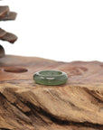 Baikalla Natural Icy Oil-Green W/ Sajin (Golden Dust) Jadeite Jade Traditional Ring