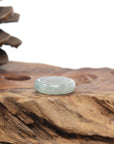 Baikalla Natural Icy Blue-Green Flower Jadeite Jade Traditional Ring