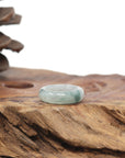 Baikalla Natural Icy Blue-Green Flower Jadeite Jade Traditional Ring