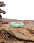 Baikalla Natural Icy Apple-Green Patches Jadeite Jade Traditional Ring
