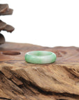 Baikalla Natural Icy Apple-Green Patches Jadeite Jade Traditional Ring